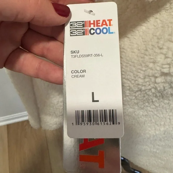 32 Degrees White and Camel Snap Front Sherpa Jacket - Picture 8 of 9